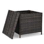 Outdoor PE Wicker Side Table with Storage, Patio Rattan End Table Square Container for Furniture Covers, Toys and Gardening Tools, Brown - Image 11