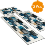 Three-piece kitchen rug set, non-slip and washable, abstract pattern kitchen hallway rug, soft and comfortable, suitable for sinks, floors, entrances, hallways and bathrooms. - Image 2