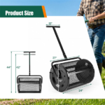 27"×16" Lawn Fertilizer Spreader with Diamond Mesh Clump-Free Garden Compost Spreader - Black - Image 3