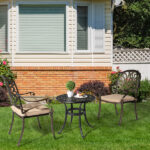 Phoenix Cast Aluminum Round Table, Patio End Table Side Table, Cast Aluminum Cocktail Table, Outdoor Bar Table, Black - Image 12
