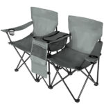 Portable Outdoor 2-Seat Folding Chair with Removable Sun Umbrella Grey - Image 15