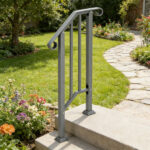 Handrails for Outdoor Steps, Iron Handrail Fits 1 Step, Transitional Handrail with Installation Kit, Silver - Image 13