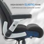 500lbs Big and Tall Office Chair with Adjustable Lumbar Support, Executive Office Chair Heavy Duty with Flip-up Armrest and Wider Seat, Ergonomic Leather Chair Breathable with Quiet Rubber Wheels.Black. - Image 5