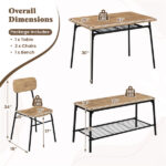 Brown+Black 4-Piece Dining Table Set with Bench & 2 Chairs, Space-Saving Tuck-under Design - Image 6
