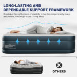 Twin Air Mattress with Built-in Pump, 18in Raised Comfort Blow up Mattress, Double Chamber Airbed, 2min Quick Inflation/Deflation Inflatable Mattress for Home Guests Camping, Gray & White - Image 16