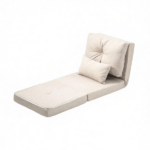Beige Convertible Floor Sofa Bed – No Assembly Required Folding Upholstered Couch, Adjustable Backrest Floor Chair - Image 2