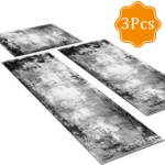 Three-piece kitchen rug set, non-slip and washable, abstract pattern kitchen hallway rug, soft and comfortable, suitable for sinks, floors, entrances, hallways and bathrooms. - Image 2