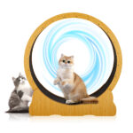 Cat Wheel Exerciser for Indoor Cats, 43.3-inch Large Cat Exercise Wheel for Running Silent, Cat Treadmill with Safety Lock for Cat's Fitness and Health, Natural Wood - Image 5