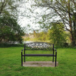 50" Outdoor Welcome Backrest Cast Iron Bench - Image 21