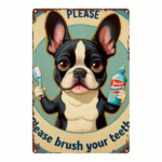 CIFbuy 1pc French Bulldog Metal Sign 2D Flat Cartoon Toothbrushing Plaque, Distressed Wall Art For Home Office Gym Bedroom Decor Motiva TikTok, TikTok, Self-pickup Logiopics - Image 6