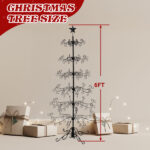 6ft Wrought Iron Christmas Tree, Metal Ornament Display Tree Stand for for Holiday Party Home Decor, Indoor & Outdoor Decor Hanger, Black - Image 6