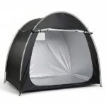 6.8x4.9FT Black Arc Bicycle Storage Shed, 210D PU Silver Coated Oxford, Black Fiberglass Frame, Front&Side Double Doors, Inner Storage Bag & Carry Bag - Image 3
