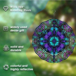 CIFbuy Vibrant 10 Inch Blue Purple Teal Metal Mandala Wind Spinner Outdoor Garden Wall Art Zen Wind Chime(TikTok, temu pick-up service) - Image 4