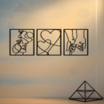 CIFbuy 3 Piece Romantic Metal Wall Art Set Minimalist Couple Silhouette,Love and Kiss Line Drawings,Heartwarming Decor for Bedroom,Living Room,Wed(TikTok/temu self-pickup orders) - Image 6