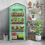 69x49x160cm Black Iron Pipe Pointed Mini Flower Stand With 4 Layers Of Grid, With Zipper Rolling Door, PE Cloth Green House SAME AS99351374 - Image 10