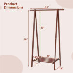 Solid Rubber Wood Folding Coat Rack, A-Frame Standing Clothes Rack with Bottom Storage Shelf - Image 4