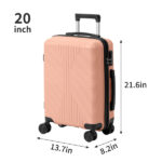 Non-TSA customs lock four-in-one PP trolley suitcase, available in 16in, 20in, 24in, and 28in sizes, in pink - Image 6