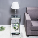 3-Drawer Mirrored Bedside Table MDF Cabinet with Mirrored Drawers Silver - Image 17