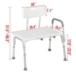 Medical Bathroom Safety Shower Tub Aluminium Alloy Bath Chair Transfer Bench with Wide Seat & Padded Handle White - Image 4