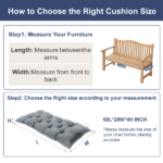Outdoor Bench Cushion, 60 × 20 × 4 Inch, Tufted Waterproof Swing Cushion with Ties, for Patio Bench or Window Seat - Image 2