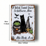 CIFbuy Vintage Witch Black Cat Cauldron Metal Sign 8x" Inch, Quote 2D Flat Iron Wall Plaque Waterpro Sign 8ikTok, Sign 8ikTok, t Self-pickup Logiopics - Image 2