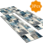 Three-piece kitchen rug set, non-slip and washable, abstract pattern kitchen hallway rug, soft and comfortable, suitable for sinks, floors, entrances, hallways and bathrooms. - Image 4