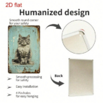 CIFbuy Retro Cat Pattern 2D Flat Metal Wall Decor Sign, 7.9*11.8Inch 1PC Vintage Rustic Metal Art Plaque, Pre-Punched Hole Easy Hanging TikTok, TikTok, ging Self-pickup Logiopics - Image 5