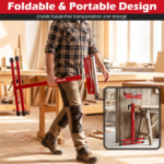 2-Pack Heavy Duty Metal Folding Roller Stand with Edge Guides Portable Woodworking Support - Red - Image 10
