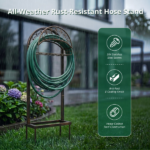 Garden Hose Holder, Water Hose Holder Stand with Storage Basket, Heavy Duty Freestanding Garden Hose Hanger Storage Rack with 4 Spikes for Outside Yard Lawn Farm, Bronze - Image 6