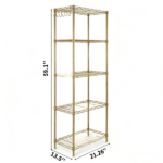 5-layer display rack with adjustable layer spacing, plug-in deformable structure, adjustable feet, made of iron, 54*29*150cm, powder-coated high-gloss gold finish - Image 5