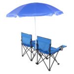Same Code 57651919 Portable Outdoor 2-Seat Folding Chair with Removable Sun Umbrella Blue - Image 10