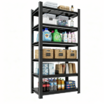 6-Tier Metal Storage Rack, 82"H Garage Shelving, Adjustable Shelves & Reinforced Double-Layer Uprights, Black, Assembly Required - Image 10