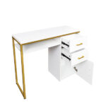 White particleboard and iron pipe, 97*35*78cm, 2 drawers and 1 door, computer desk, suitable for multiple scenarios - Image 5