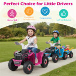 2 in 1 Kids Ride On ATV with Removable Trailer, 6V Electric Quad for Toddlers Ages 3+ Rose Red - Image 10
