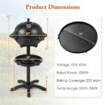 Black 1200W Electric BBQ Grill with Double-Zone Cooking, 2-in-1 Freestanding & Countertop Grill for 6-10 People - Image 4