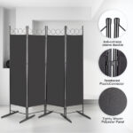5.74FT 4-Fold Top With Shape 160g Polyester Cloth Plastic Feet Carbon Steel Frame Foldable Screen Black - Image 9