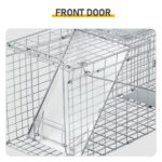 32" Live Animal Cage Trap, Heavy Duty Folding Raccoon Trap, Humane Cat Trap with Handle, Silver - Image 9