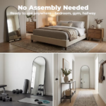 59" Full Length Mirror Floor Standing, Anti-Rust Aluminum Frame, Arch, Black - Image 4
