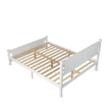 Queen Single Bunk Bed Painted + Melamine Veneer & Pine + MDF Bed Frame Vertical Striped Decorative Bed Frame 63.78*83.46*37.8in White - Image 24