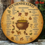 CIFbuy 1pc 8x8 Inch Round Kitchen Witch Sign, Vintage French Style Wall Art, German Language Decorative Plaque, 2D Flat Home Kitchen De TikTok, TikTok, Self-pickup Logiopics