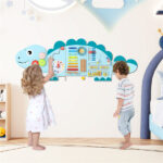 11-in-1 Dinosaur Activity Wall Busy Board Panels-- Wooden Sensory Toy-Blue - Image 3