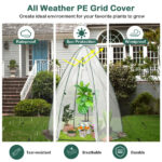Hexagonal Mini Greenhouse with Zipper Door & Roll-Up Window, PE Cover Outdoor Plant House - White - Image 7