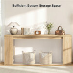 71" Long Farmhouse Console Table, Narrow Entryway Table with Bottom Storage Shelf - Image 8