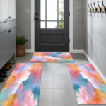 Three-piece kitchen rug set, non-slip and washable, abstract pattern kitchen hallway rug, soft and comfortable, suitable for sinks, floors, entrances, hallways and bathrooms. - Image 11