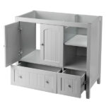Grey MDF Lacquered Double Door & 2-Drawer Bathroom Vanity Cabinet with Decorative Molding - 91x46x82cm - Image 5
