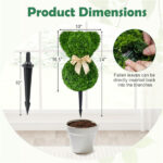 2 Pack Whimsical Bear Topiary Trees Artificial Boxwood Greenery with Golden Bows for Indoor Outdoor Spring Decor - Image 4