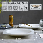 9.25 Inch Square Pasta Bowls Set of 6, 17oz White Porcelain Soup Plates, Microwave & Dishwasher Safe Deep Dinner Bowls for Salad, Pasta, Soup, Oven & Freezer Safe, Stackable Serving Bowls - Image 3