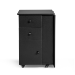 Nail Desk Folding Table, Black MDF Manicure Station w/ 2 Drawers & 1 Door Cabinet for Nail Art Salon Home Beauty - Image 5
