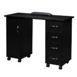 Double Edged Manicure Nail Table with Drawer Black - Image 5