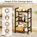 4-Tier Industrial Bookshelf (Rustic Brown+Black), Heavy-Duty Metal Frame & X-Shaped Braces - Image 8